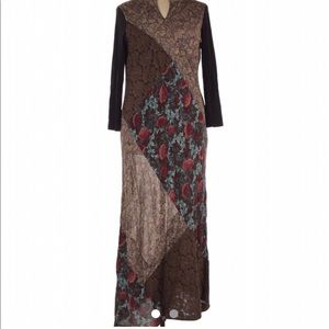 Vintage Francesca Rose brown patch dress Sz XL